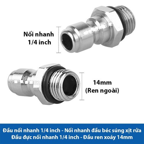 Đầu đực nối nhanh chân 14mm dùng cho máy rửa xe