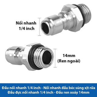 Đầu đực - Đuôi bi nối nhanh chân 14mm dùng để nối súng phun với béc - bình bọt tuyết - máy xịt rửa xe cao áp - Giá 1 cái