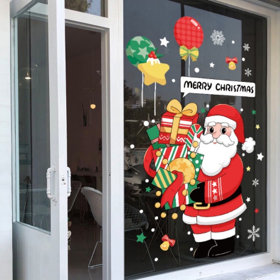 Decal dán tường Noel Hít Tĩnh Điện không Dơ Kính - Noel khổ lớn 2 mẫu tự chọn