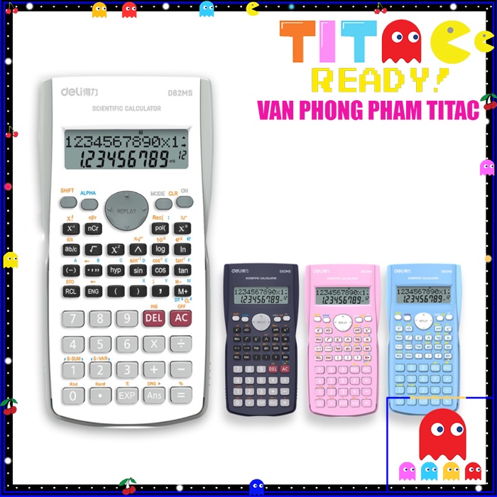 Máy tính kỹ thuật của Deli - Đen/Xanh dương/Hồng/Trắng - No.D82MS