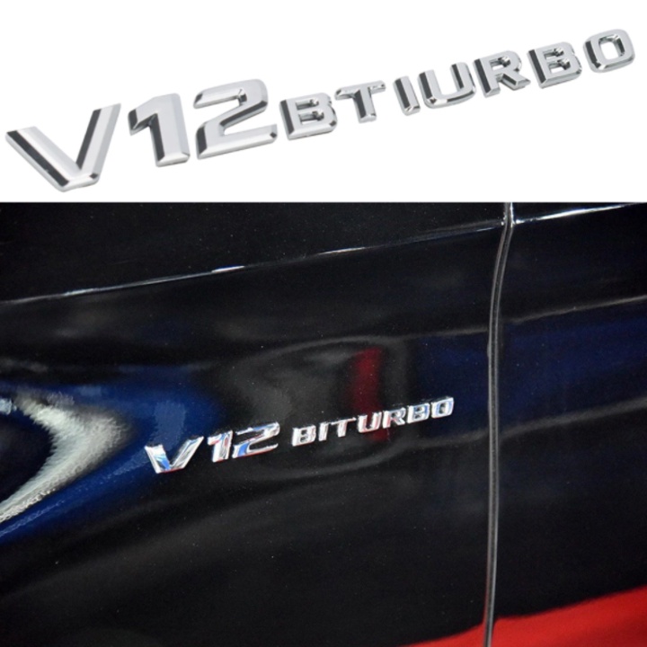 Decal tem chữ V8-Biturbo, V12-Biturbo, V8-Biturbo-4Matic, V8-Biturbo, V12-Biturbo dán hông xe Mercedes và Maybach