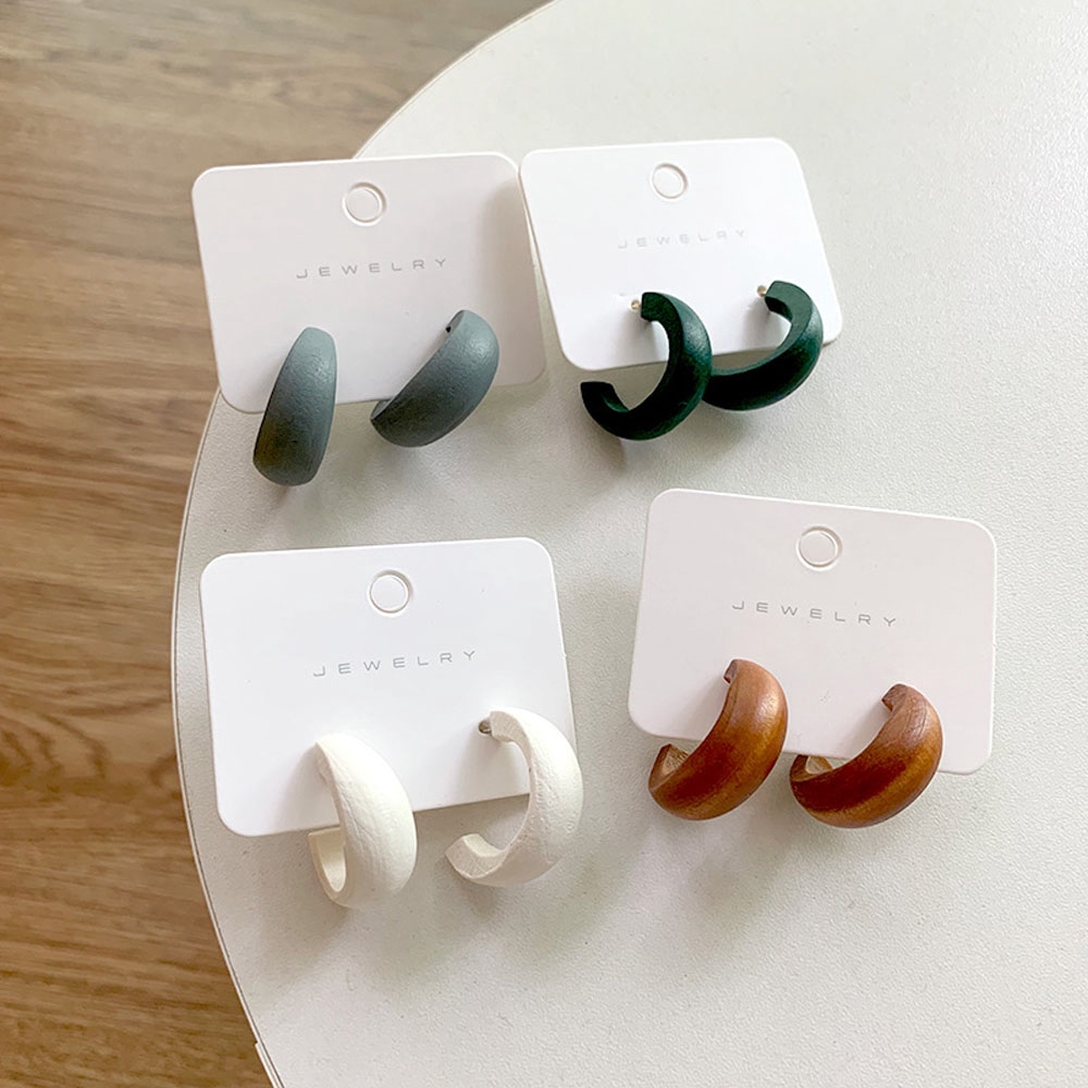 Hoa tai dáng tròn hình chữ c nhiều màu sắc thời trang cho nữ