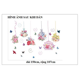 Decal dán tường giỏ hoa treo tường