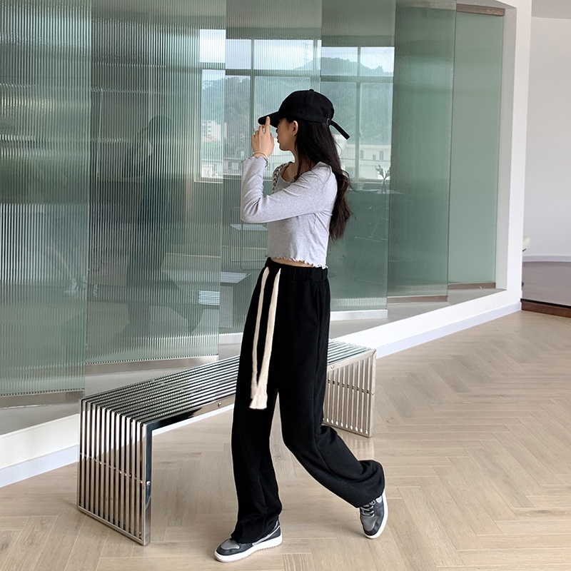 Quần Ống Rộng Lưng Cao Màu Trơn Phong Cách Hàn Quốc Thời Trang Dành Cho Nữ