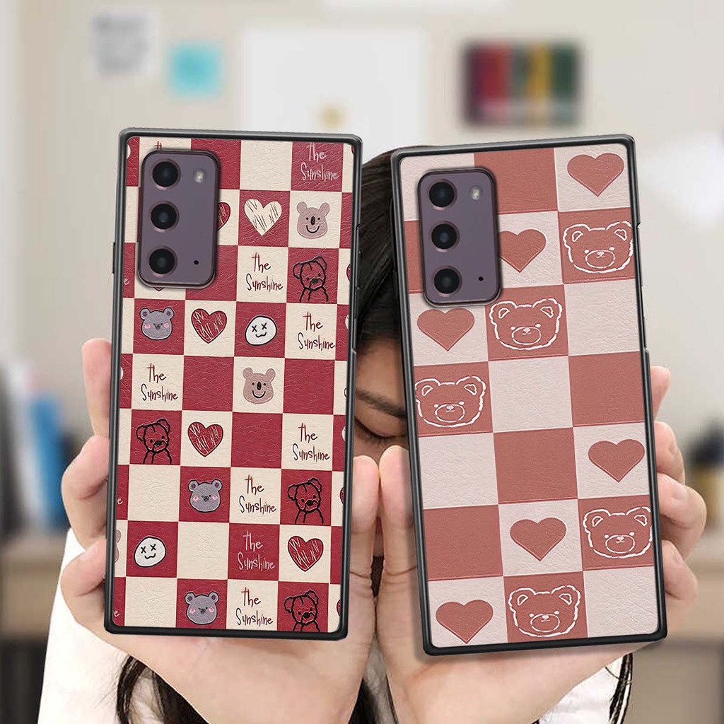 Ốp Samsung Note 20 Ultra gấu Bear rick caro vuông thời trang siêu đẹp