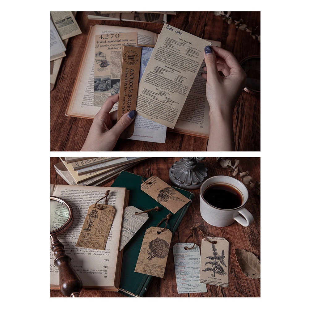 1 set gồm nhiều tờ giấy được in theo phong cách cổ điển dùng trang trí chụp ảnh sản phẩm hoặc trang trí sổ tay v.v...