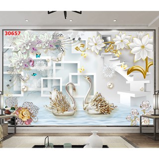 Tranh Dán Tường 3D, Hoa 3D giả Ngọc- Đã tích hợp sẵn keo - 657