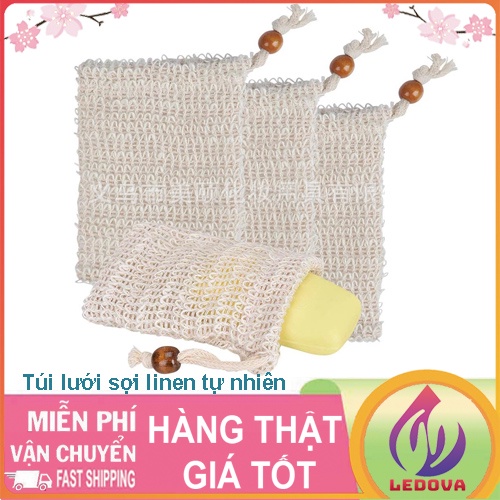 Túi Lưới Đựng Xà Bông, Xà Phòng, Sợi Linen Tự Nhiên Tiện Dụng