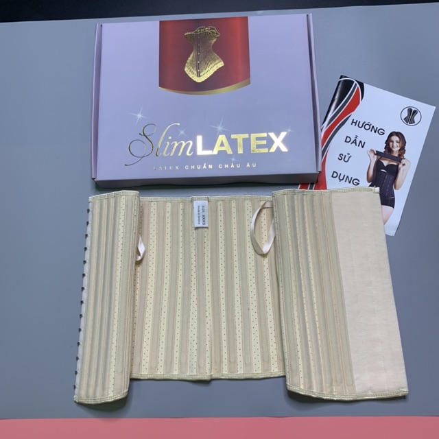 Đai nịt bụng SLIM LATEX Thông hơi Hi Lạp( combo kèm nới size + miếng lót chống hằn ngứa + thước dây )