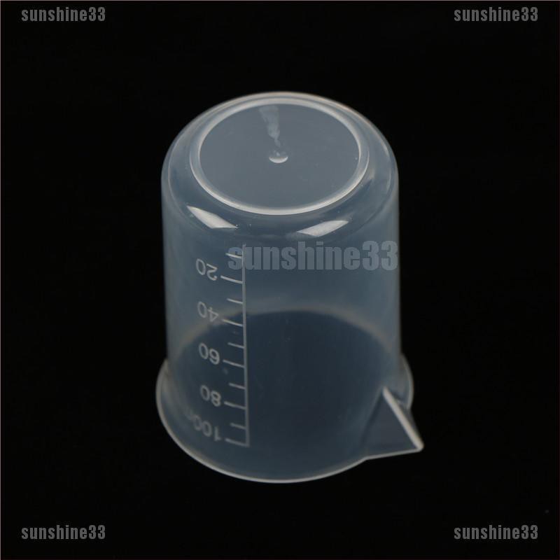 【COD•suns】2pcs 100mL Clear Plastic Graduated Measuring Cup Jug Beaker Lab Tool