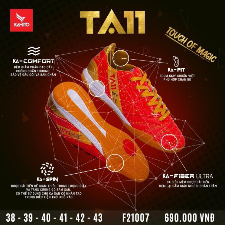 Giày Bóng Đá Futsal Chính Hãng KAMITO TA11 Đỏ IC 12/12