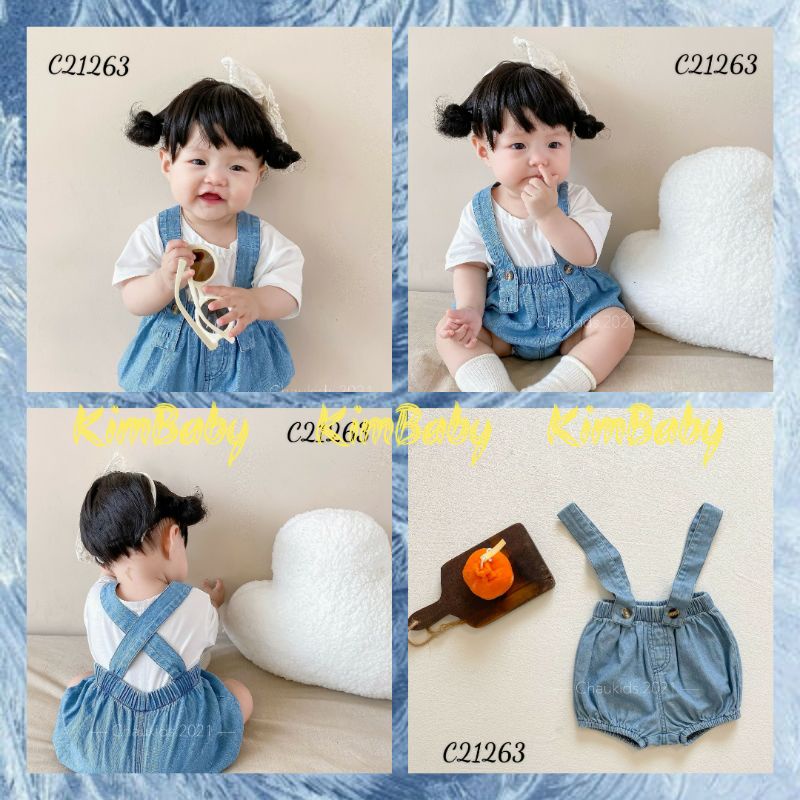 set yếm quần jean bồng cực đáng yêu cho bé gái từ 5-11kg