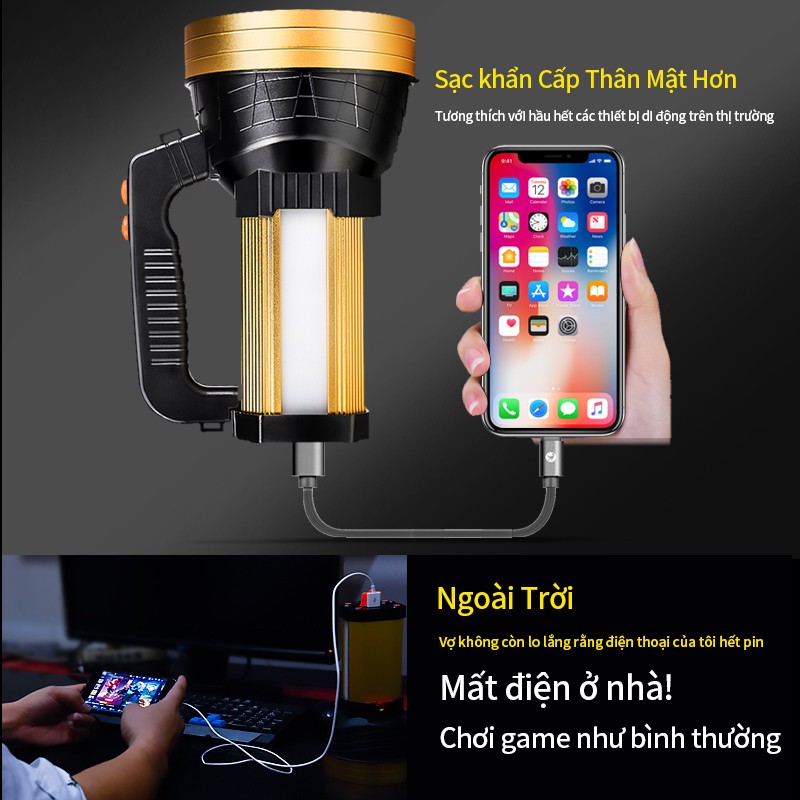 Đèn pin cầm tay siêu sáng có thể sạc lại tiện dụng