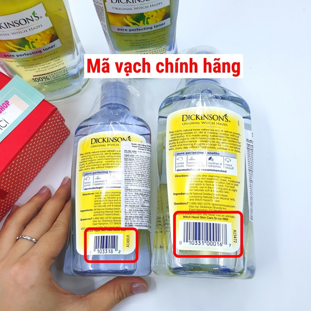 Nước Hoa Hồng DICKINSON'S Toner Se Khít Lỗ Chân Lông &amp; Giảm Mụn Original Witch Hazel Pore Perfecting (237 - 473ml)