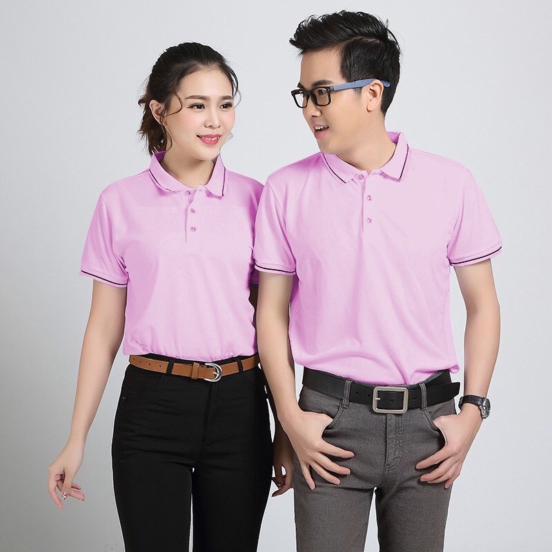 Áo Thun Polo Nam Nữ Có Cổ Vải Cá Sấu Mè Có Viền Phong Cách Hàn Quốc Năng Động Nhiều Màu