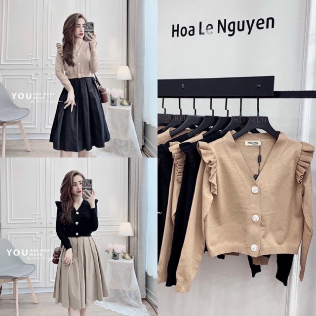 BÁN SỈ ÁO LEN KHOÁC BÈO VAI ĐEN VÀ BE CHO NỮ