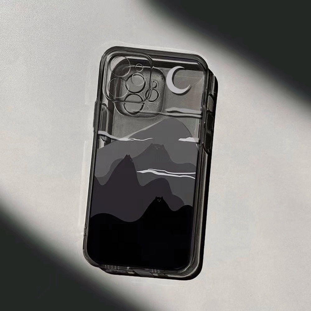 Ốp Điện Thoại TPU Mềm Trong Suốt Chống Sốc In Hình Ngọn Núi Mặt Trăng Cho IP 13 12 11 Pro Max X XS XR 8 7 Plus