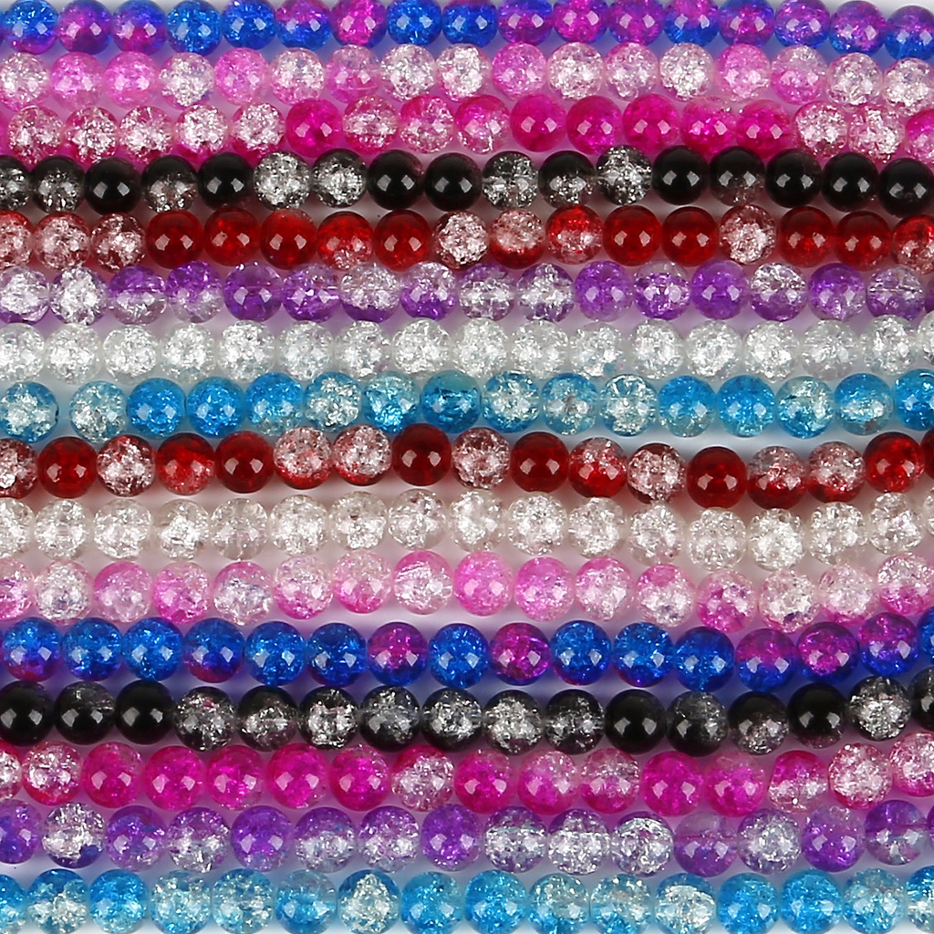 Túi Hạt Xâu Chuỗi Làm Trang Sức Bằng Thủy Tinh Đầy Màu Sắc 4 / 6 / 8 / 10mm
