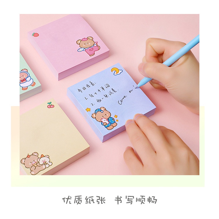 Giấy note, giấy ghi chú hình gấu nâu, 80 tờ, kích thước 8*8cm Sakura Shop