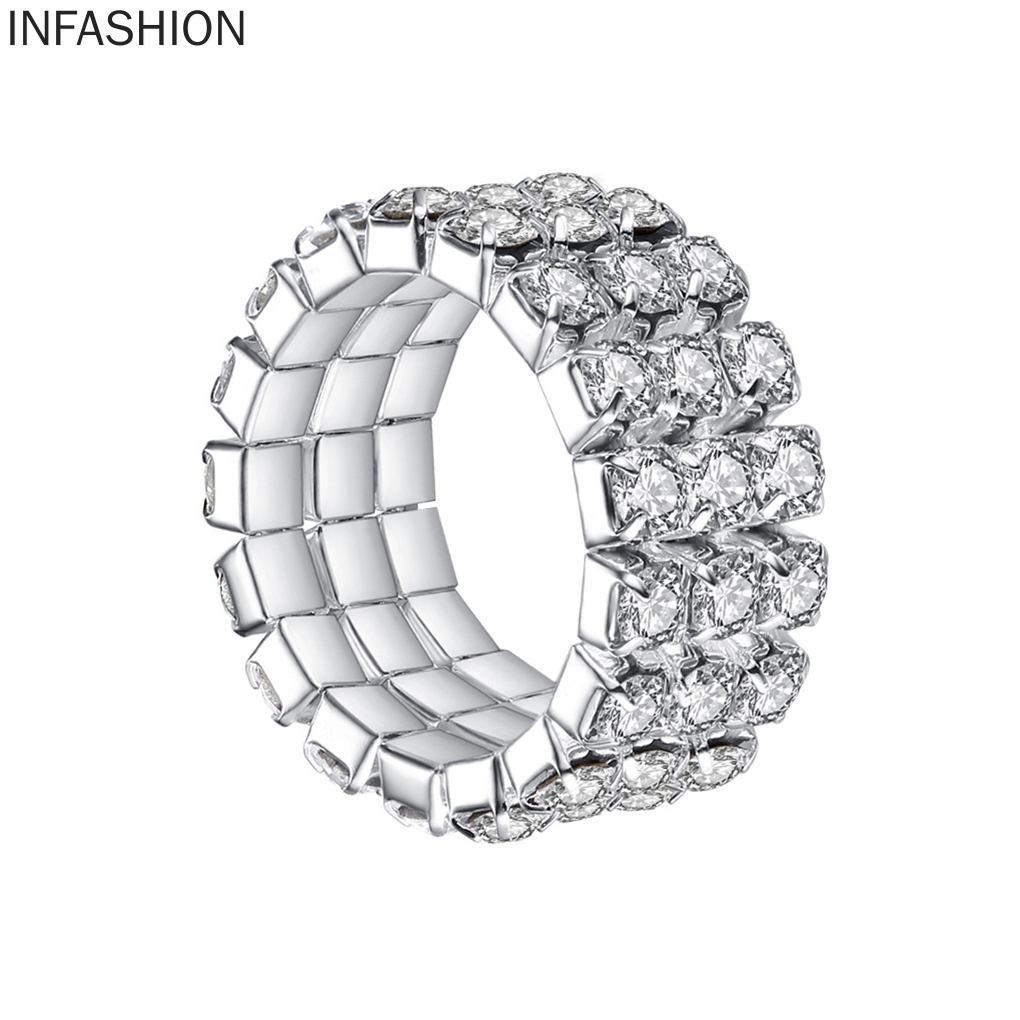 Nhẫn 3 Tầng Co Giãn Đính Đá Pha Lê Lấp Lánh