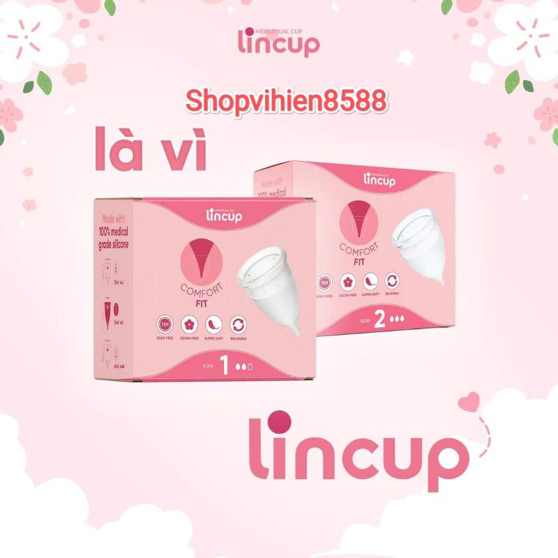 Cốc nguyệt san LINCUP, silicon y tế Nhập khẩu từ Mỹ Chính hãng