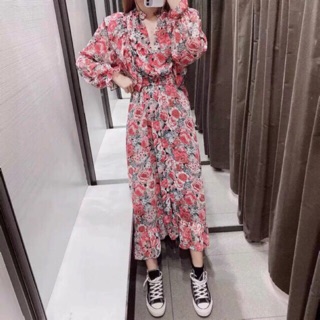 (Order) VÁY ZARA HOA HỒNG BÈO TẦNG