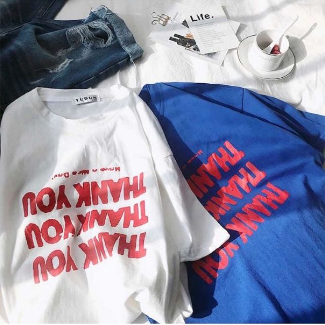 Áo thun tay lỡ free size Thank you🤔🤔🤗