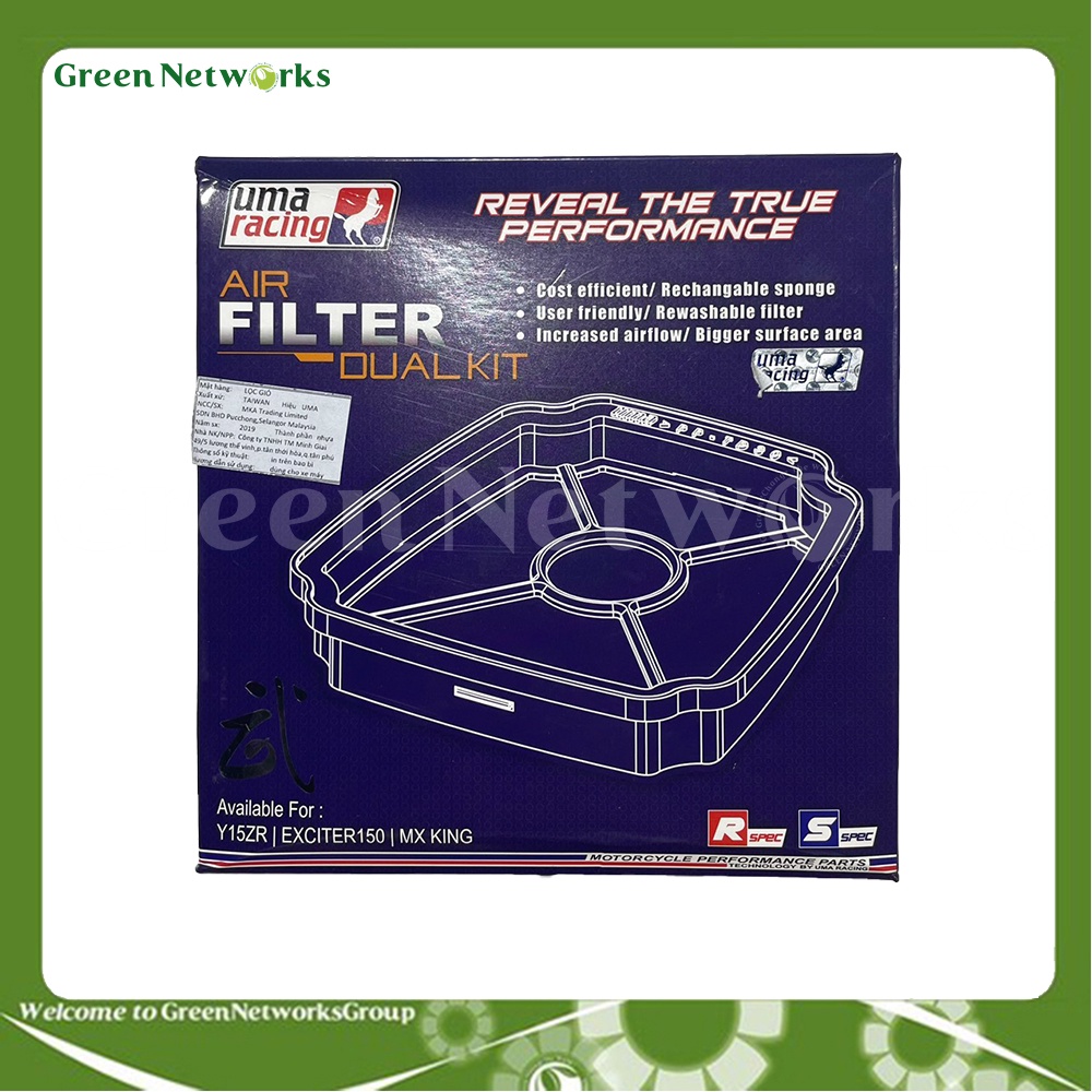 Lọc gió Uma Racing chính hãng cho xe Exciter 150 bằng thép không gỉ của Uma Racing Malaysia - Greennetworks