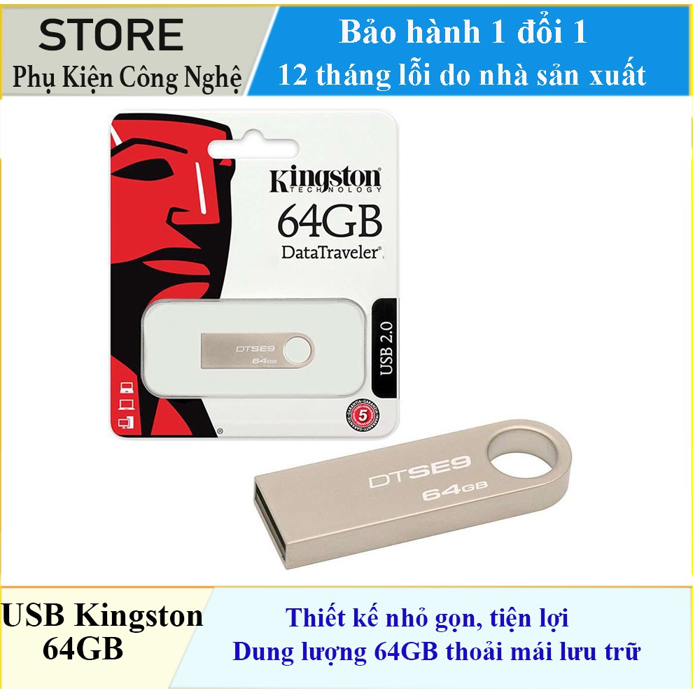 USB kingston 64GB Data Traveler - USB 3.1/3.0/2.0 - thoải mái lưu trữ