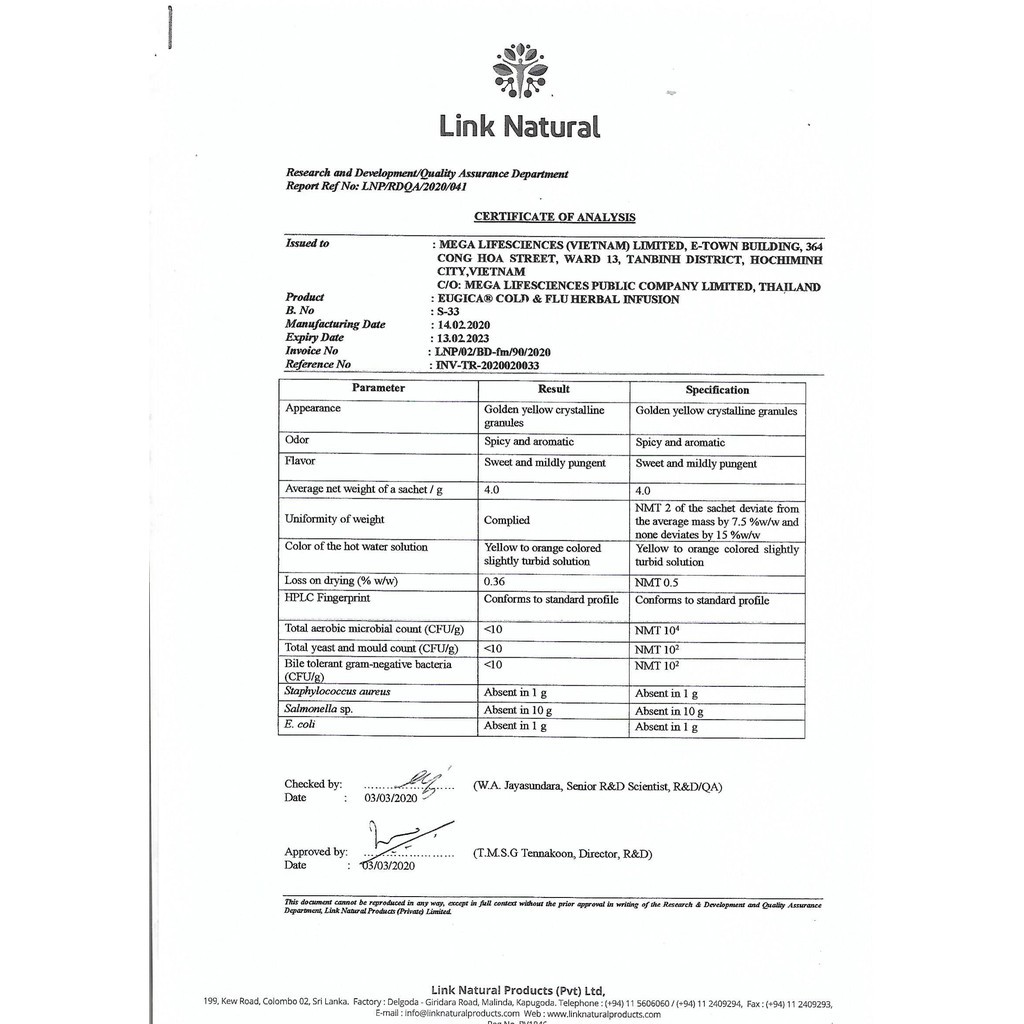 Trà Eugica Cold &amp; Flu Herbal Infusion