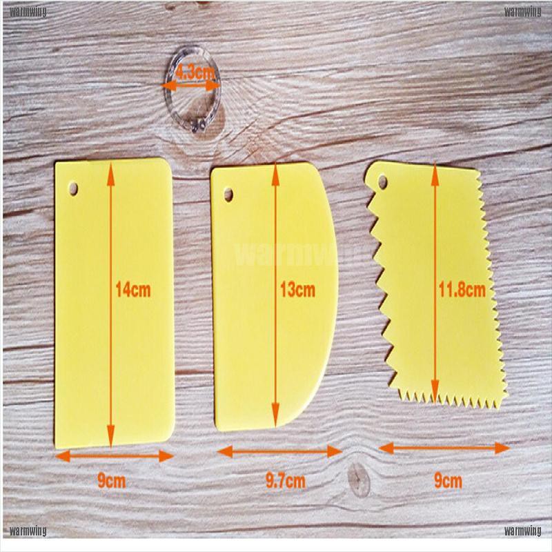 Set 3 Dụng Cụ Chà Láng Bánh Kem Bằng Nhựa Trơn