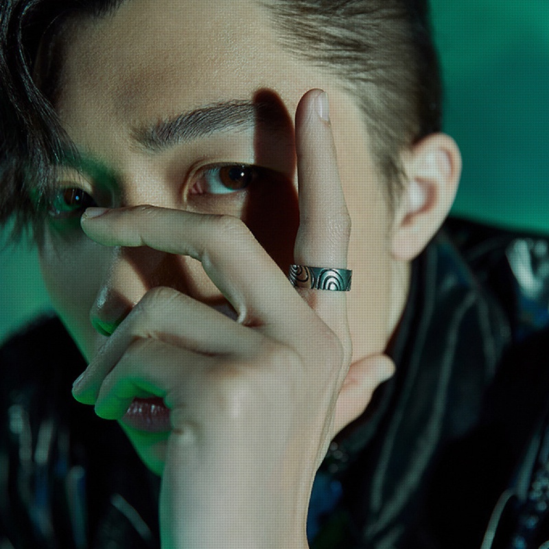 Nhẫn Lớn Nam nữ Sọc bất thường Sáng tạo Cổ điển Làm như cũ Bạc Thái Phong cách Vòng đuôi Âu Mỹ Phong cách NH-196