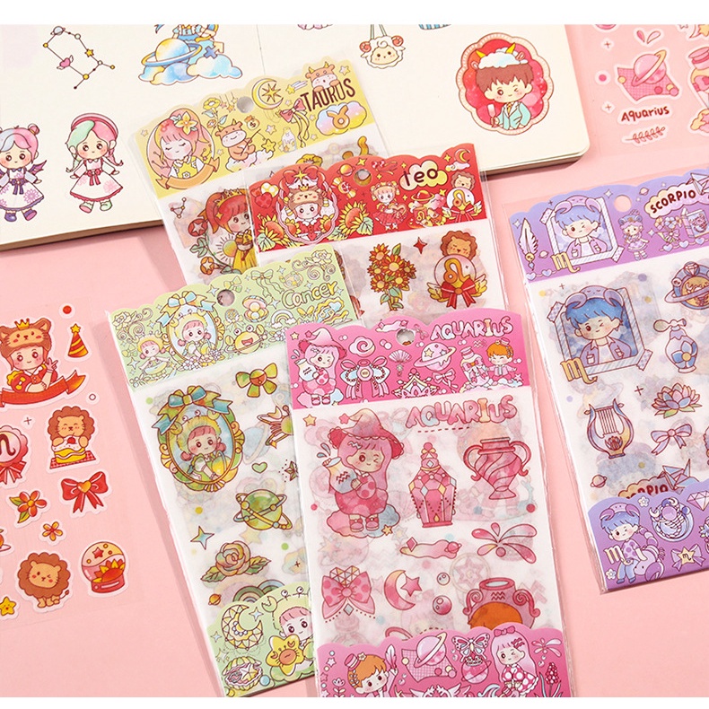 Bộ 4 Tấm sticker trang trí thiệp, đồ dùng cá nhân chủ đề hoạt hình cực dễ thương SR021