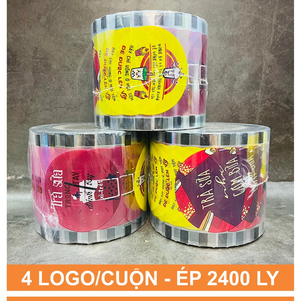 Màng dập ly nhựa, cuộn keo ép ly nhựa, màng ép ly trà sữa in sẵn từ 300ml đến 700ml hiệu HS NEW đủ 2400 ly/cuộn mã 789