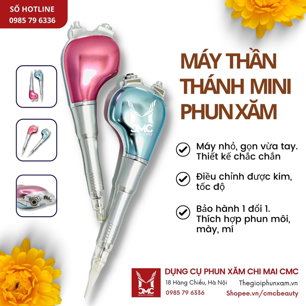 Máy Thần Thánh Mini Phun Xăm Môi Mày Mí Chỉnh Kim, Tốc Độ, Không Tích Điện CMC SP000286