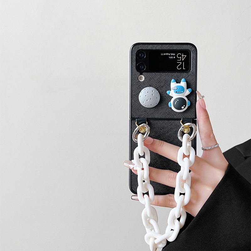 Ốp Điện Thoại Da PU Chống Sốc Họa Tiết Phi Hành Gia Dành Cho Samsung Galaxy Z Flip 4 3 ZFlip4 Flip3 5G F7110
