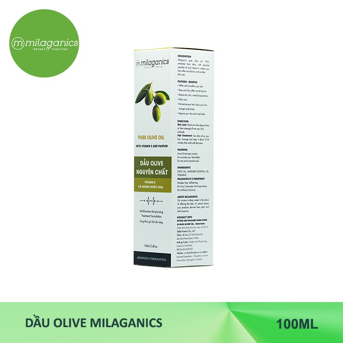 Dầu Olive MILAGANICS 100ml