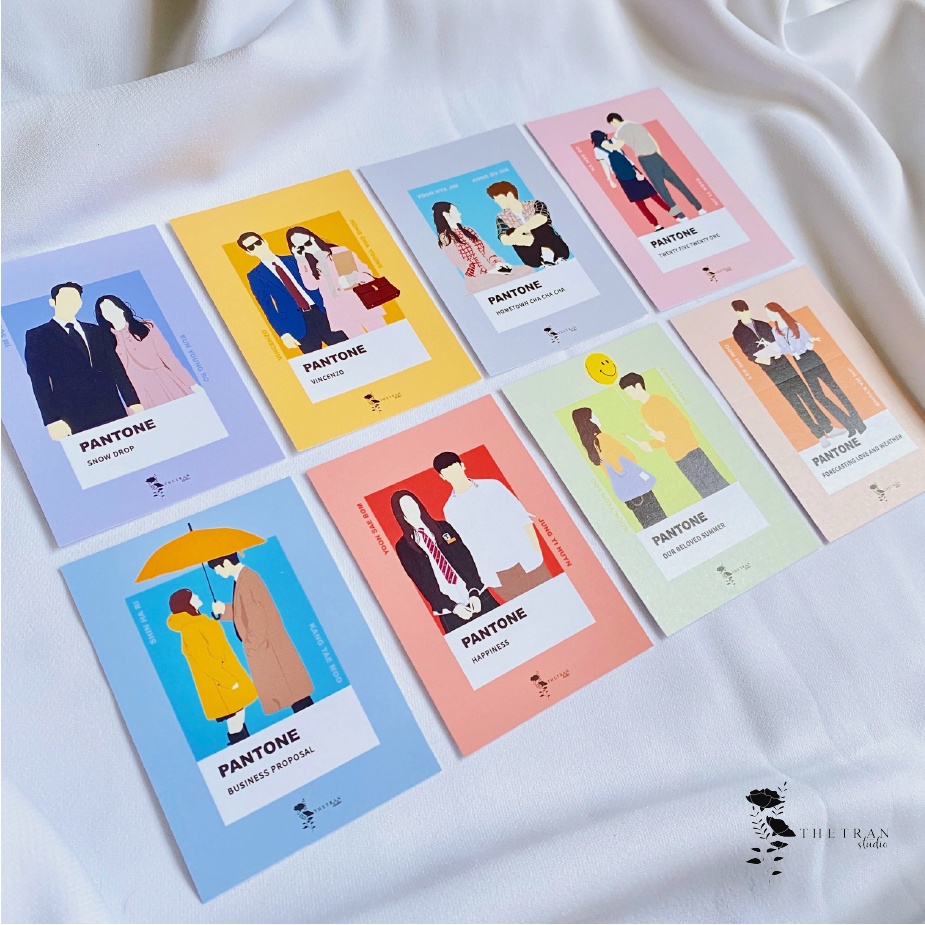 bộ 8 postcard A7 phim hàn tuổi 25,tuổi 21;mùa hè yêu dấu của chúng ta;hẹn hò công sở/kdrama postcard ver 2/thetranstudio
