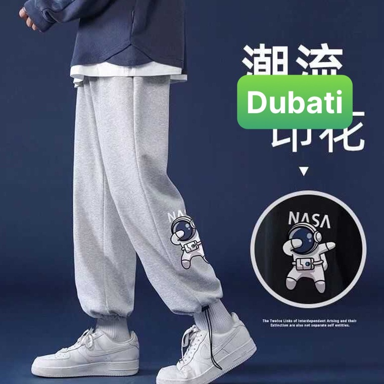 QUẦN JOGGER NAM NỮ UNISEX CHẤT NỈ DÀY DA CÁ ỐNG SUÔNG RỘNG IN HÌNH NASA RÚT DÂY SÀNH ĐIỆU MỚI -DUBATI FASHION