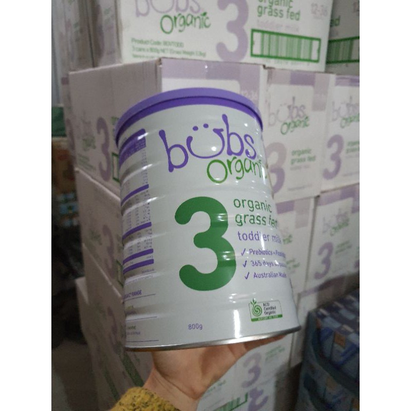 Sữa bò Bubs Organic Úc số 1,2,3 800g  date 2022