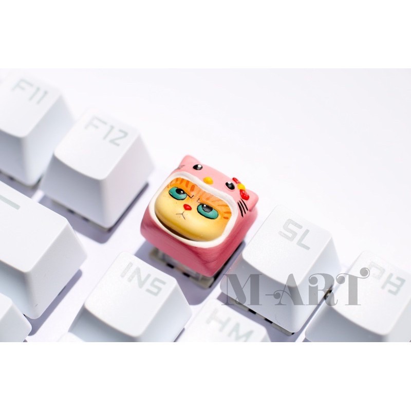 Keycap - Nút Bàn Phím Gaming - Nút Bàn Phím Cơ Mặt Mèo Hờn Dỗi  - Mèo Hồng Nơ - KC008