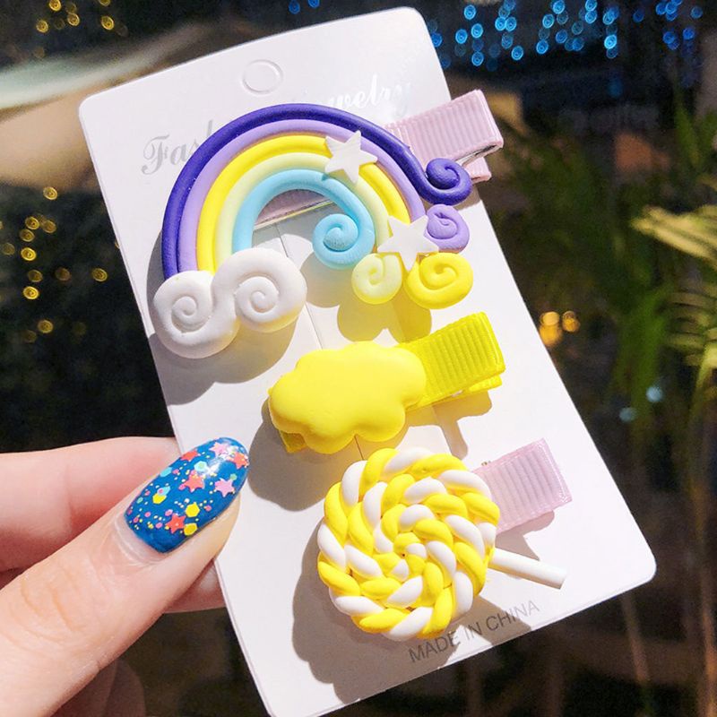 Kẹp Tóc Hình Đám Mây / Cầu Vồng Ngọt Ngào Chống Trượt Cho Tóc Dài