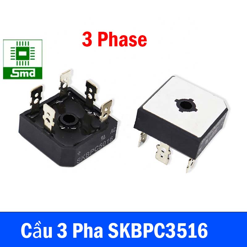 Cầu diode chỉnh lưu 3 phase 35A 1600V (loại tốt) SKBPC3516