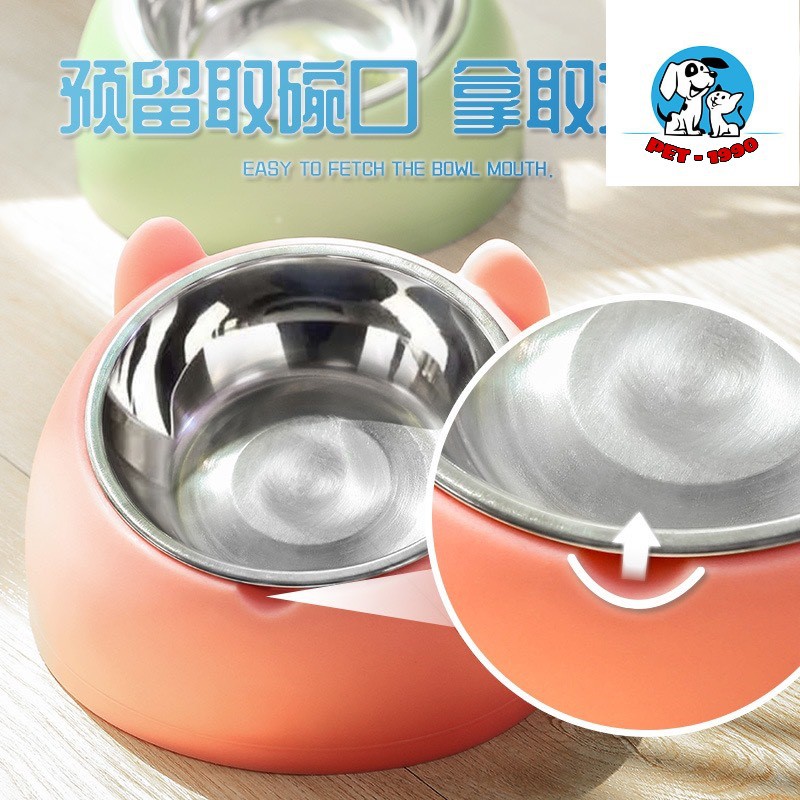 Bát Ăn Inox Đựng Thức Ăn Cho Chó Mèo Hình Tai Mèo Đáng Yêu