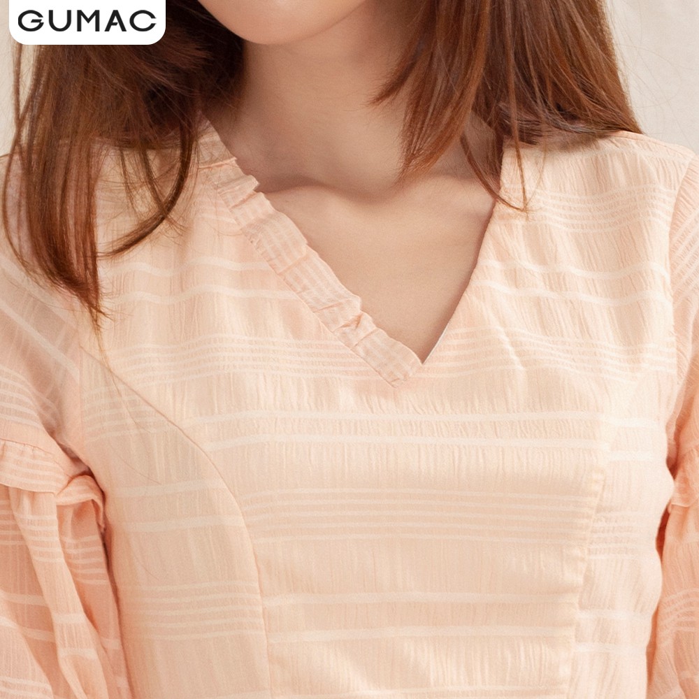 Đầm cổ V xếp bèo GUMAC DA1001 | BigBuy360 - bigbuy360.vn