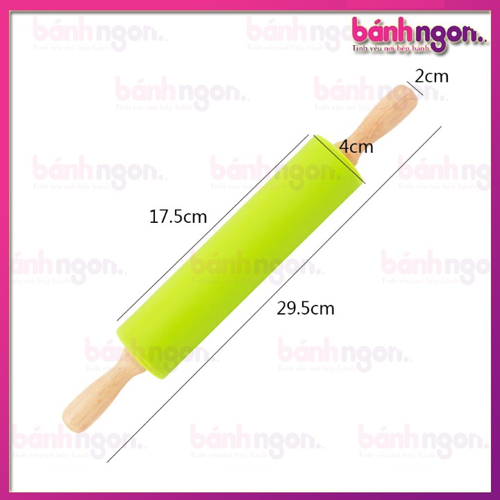 Cán Lăn Bột Silicon Chống Dính/Cây Lăn Bột Trục Xoay Rolling Pin Pastry Mat 30cm