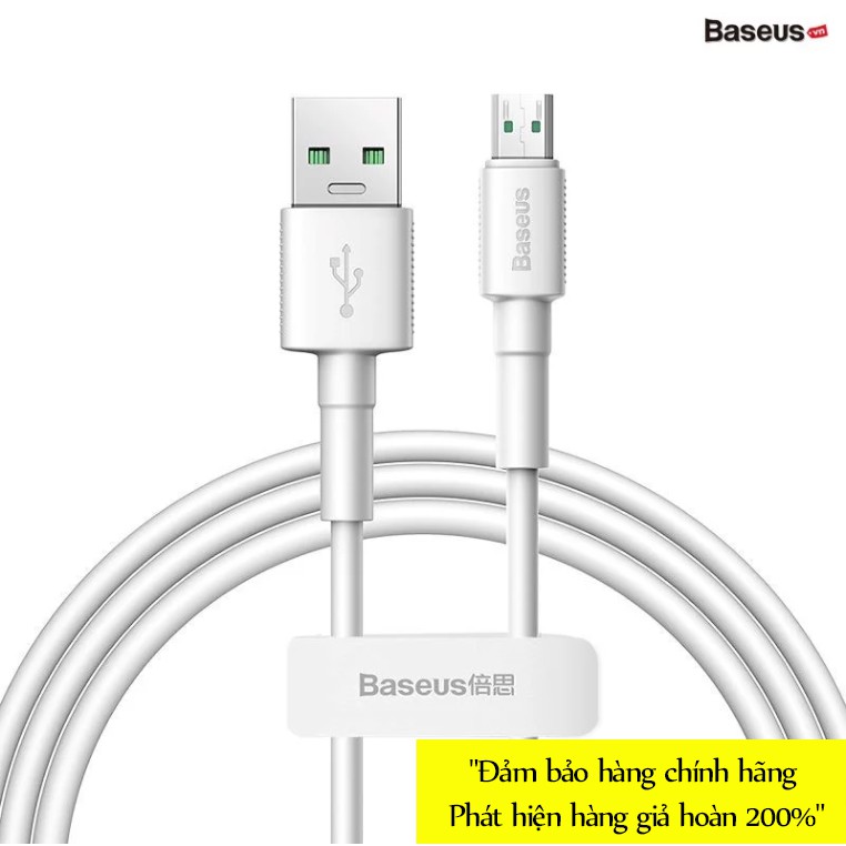 Cáp sạc nhanh Micro USB Baseus Mini White Cable cho Oppo/ Huawei/ Xiaomi/Samsung (4A/20W, VOOC, QC Micro USB TPE Cable)