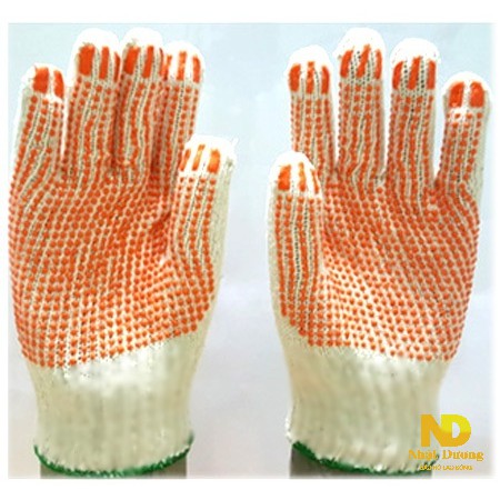 găng tay bao hộ lao động găng tay phủ hạt nhựa cam-dùng cho hàn xì