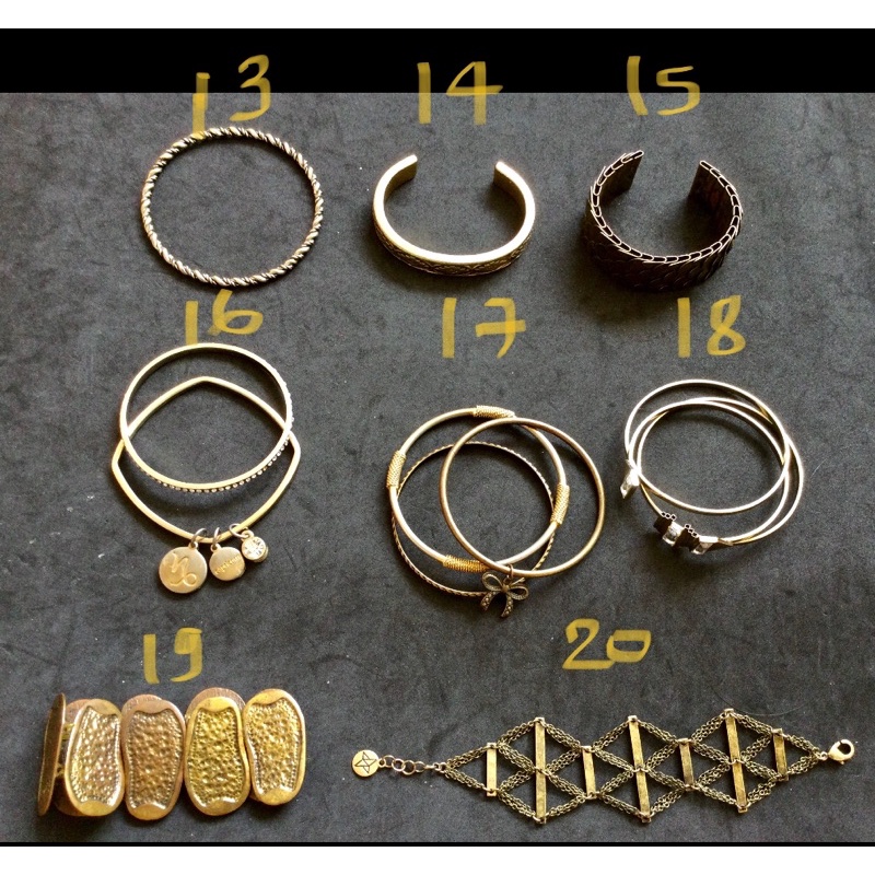 Vòng tay kiềng boho, vintage màu vàng đồng, vàng đen