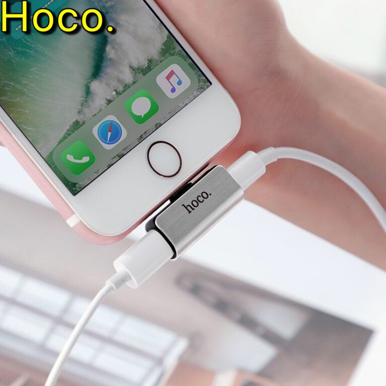 Jack chuyển đổi lightning vừa sạc vừa nghe có míc cho iphone 7/7plus/8/8plus/X hoco ls24 chính hãng